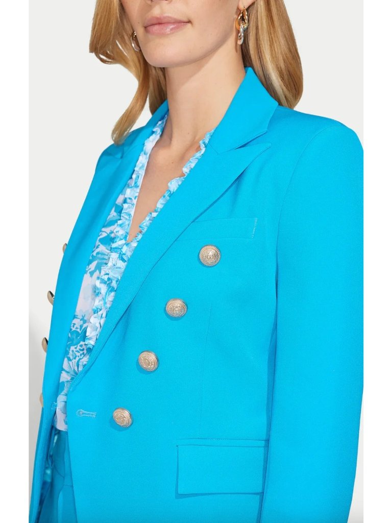 New Generation Love Delilah Crepe Blazer Amalfi Blue Size Xxl 2xl Gold Buttons — image 2 of 7